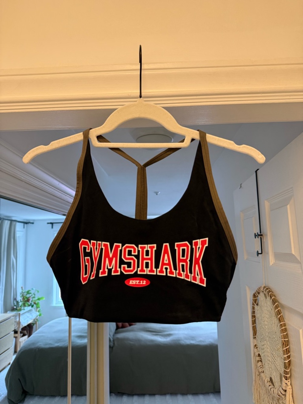 Gymshark Black Sports Bra with Grey Trim